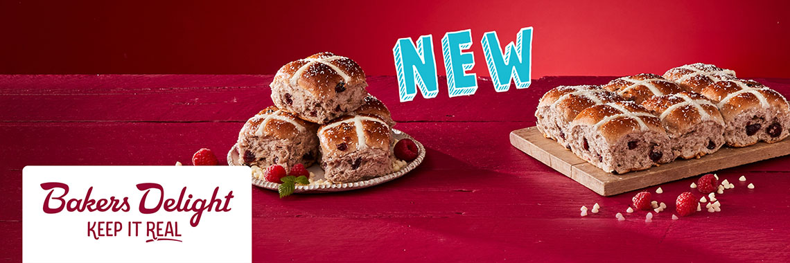 Indulge in Bakers Delight’s NEW Raspberry & White Choc Hot Cross Buns! 